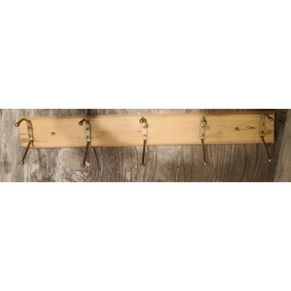 5 Hook Wall Mount Wood Board Wall organizer Holder Rack for Coats Hats Jackets